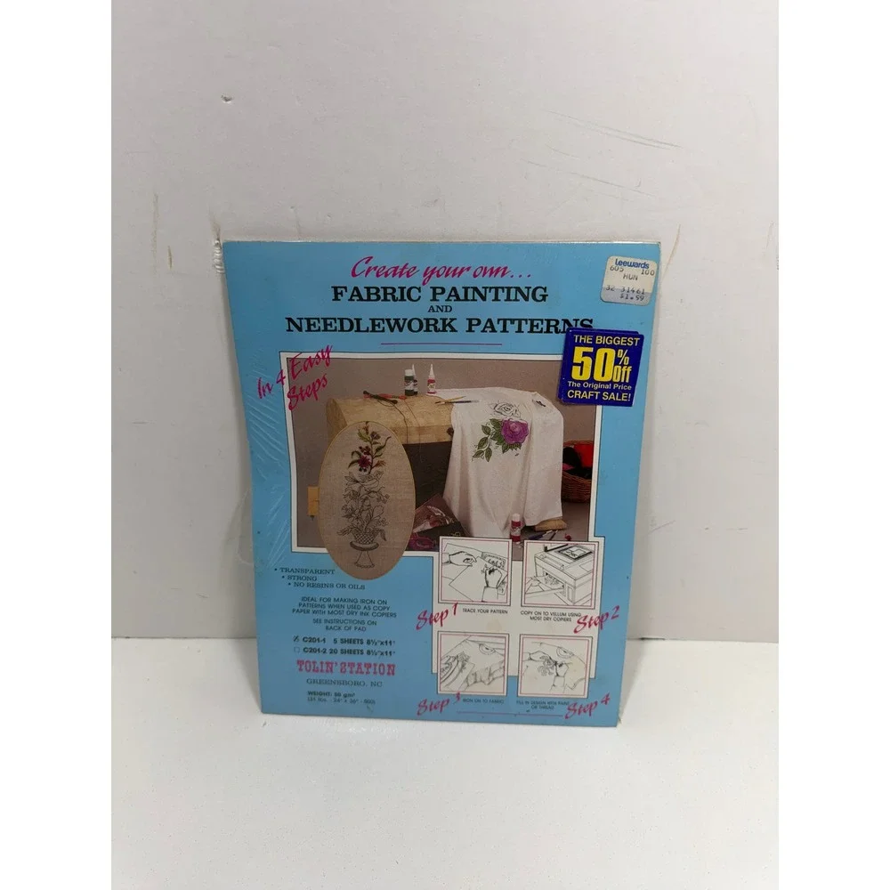 Tolin Station Vellum Paper lot of‎ 2 Fabric Painting Needlework Patterns